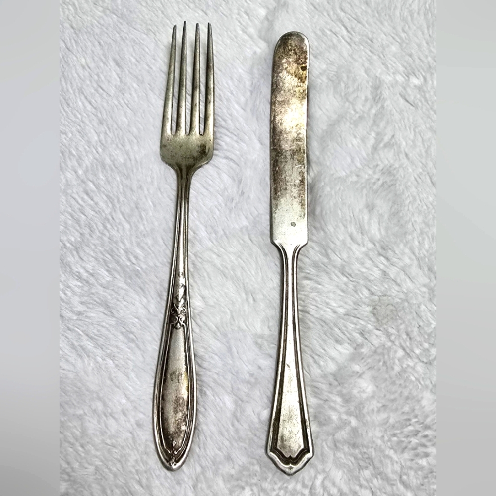 Antique Silver Fork And Butter Knife Vintage Niagara Silver Plate R&B Silverwear